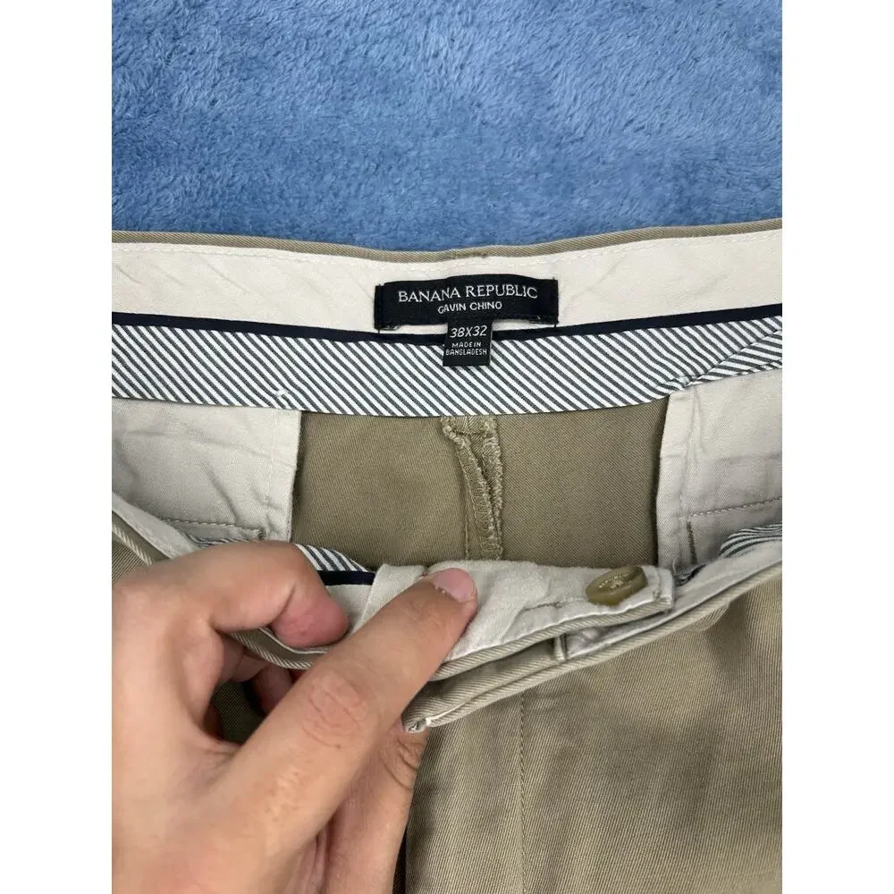 Banana Republic Pants Mens 38x32 Aiden Fit Chino Flat Front Khaki Casual